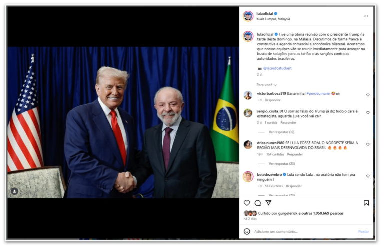Foto com Trump se torna a mais popular de Lula nas redes foto-com-trump-se-torna-a-mais-popular-de-lula-nas-redes