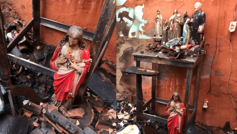 altar-religioso-resiste-a-incendio-em-casa-no-piaui;-imagem-de-jesus-cristo-ficou-intacta