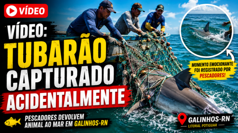 VÍDEO: Tubarão capturado acidentalmente em rede de pesca e é devolvido ao mar por pescadores em Galinhos video:-tubarao-capturado-acidentalmente-em-rede-de-pesca-e-e-devolvido-ao-mar-por-pescadores-em-galinhos